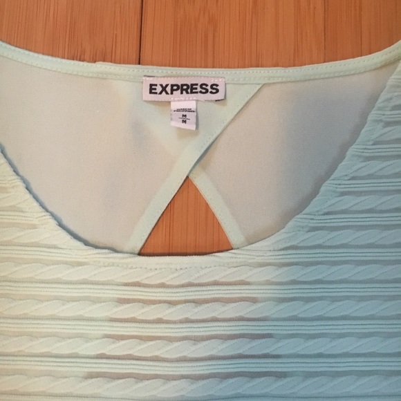 Express | NWOT Wide Sheer Sleeveless Blouse. Light horizontal stripes - Picture 3 of 16